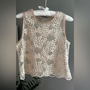 Zara Lace Top Peach Pale Pink Tank Top Size S Crop Top Blouse S 4 - 6
